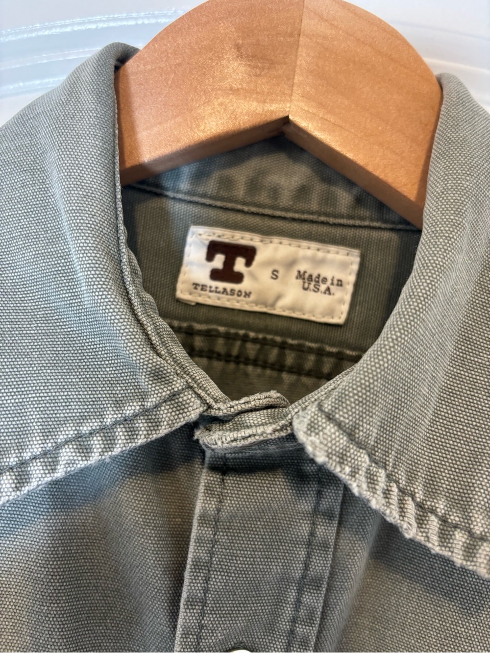 Tellason Olive green  Canvas Work Shirt Made in USA #451 - Picture 2 of 7